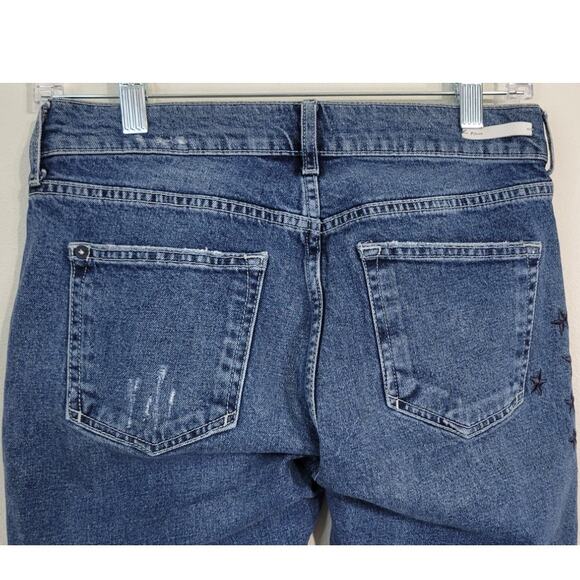 Anthropologie Pilcro Jeans Womens 26 Star Embroidered Raw Hem Boyfriend Slim Fit - Picture 5 of 13